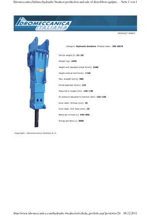 Martelli demolitori idraulici Idromeccanica IMI 160 R