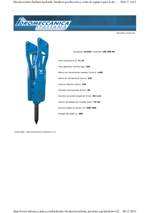 Martelli demolitori idraulici Idromeccanica IMI 400
