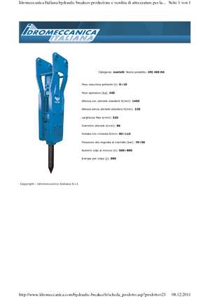 Martelli demolitori idraulici Idromeccanica IMI 400