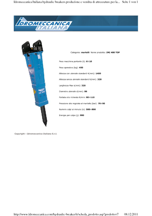 Martelli demolitori idraulici Idromeccanica IMI 400 Top