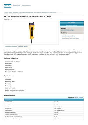 Martelli demolitori idraulici Atlas Copco MB 1700