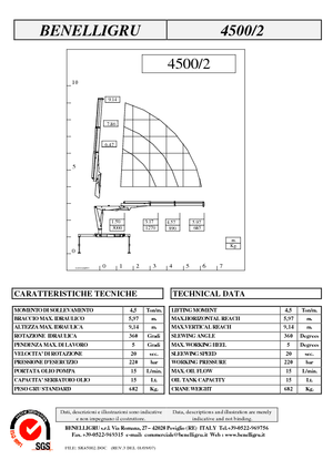 Gru per autocarro idrauliche Benelligru 4500/2