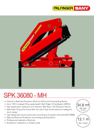 Gru per autocarro idrauliche Sany SPK 36080 A