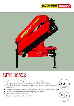 Gru per autocarro idrauliche Sany SPK 38502 E