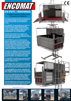 Ascensori industriali Encomat IZA PETC 1500