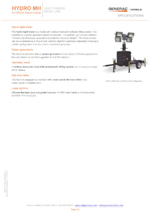 Torre faro Generac Mobile Hydro MH