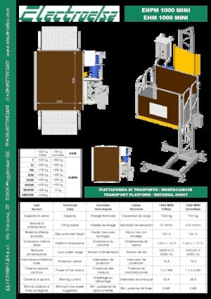 Ascensori industriali Electroelsa EHPM 1000 Mini