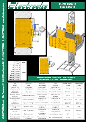 Ascensori industriali Electroelsa EHPM 2500/10