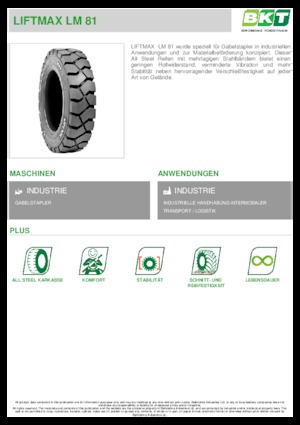 Pneumatici per l'industria BKT LIFTMAX LM 81 6.00 R 9