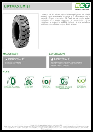 Pneumatici per l'industria BKT LIFTMAX LM 81 6.00 R 9