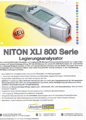 Analizzatori di metalli Niton XLi 800