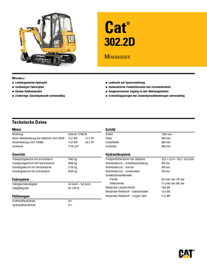 Miniescavatori Caterpillar 302.2D