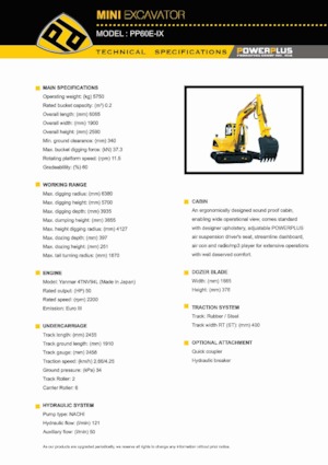 Miniescavatori PowerPlus PP60E-IX
