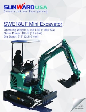 Miniescavatori Sunward SWE18UF