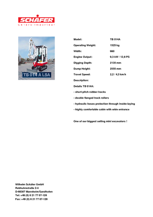 Miniescavatori Takeuchi TB 014 A