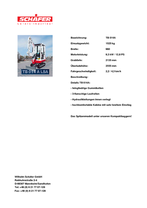 Miniescavatori Takeuchi TB 014 A