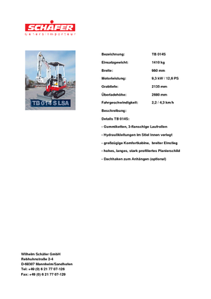 Miniescavatori Takeuchi TB 014 S