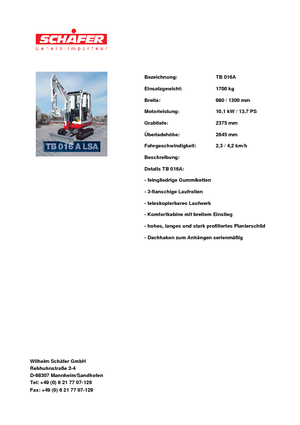 Miniescavatori Takeuchi TB 016 A