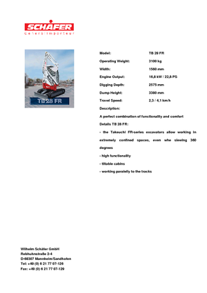 Miniescavatori Takeuchi TB 28 FR