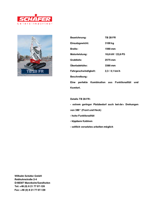 Miniescavatori Takeuchi TB 28 FR