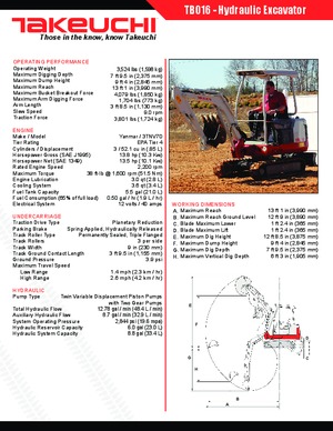 Miniescavatori Takeuchi TB 016 S