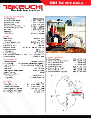 Miniescavatori Takeuchi TB 108 Hybrid