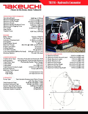 Miniescavatori Takeuchi TB216S