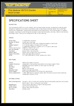 Impianti mobili di setacciatura Pilot Crushtec DD7215