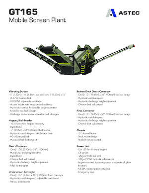 Impianti mobili di setacciatura Astec GT165MF
