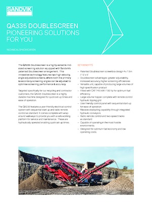 Impianti mobili di setacciatura Sandvik QA335