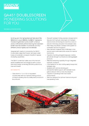Impianti mobili di setacciatura Sandvik QA451