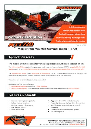 Impianti mobili di setacciatura con tamburo Rockster RTT720