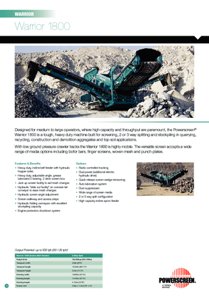 Impianti mobili di setacciatura Powerscreen Warrior 1800