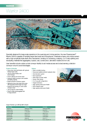 Impianti mobili di setacciatura Powerscreen Warrior 2400