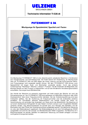 Pompe miscelatrici per malta Uelzener S 36 400 V
