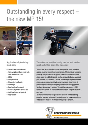 Pompe miscelatrici per malta Putzmeister MP 15