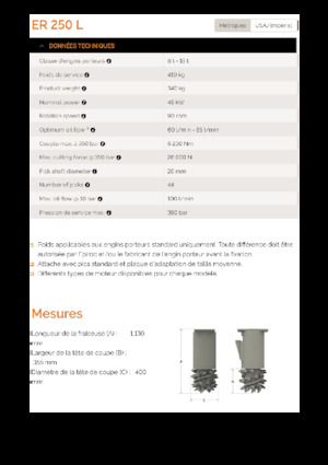 Teste portafresa (idrauliche) montabili Erkat ER 250L