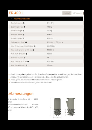 Teste portafresa (idrauliche) montabili Erkat ER 400L