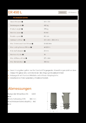Teste portafresa (idrauliche) montabili Erkat ER 450L