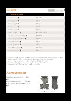Teste portafresa (idrauliche) montabili Erkat ER 600