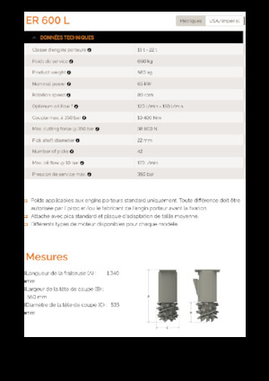 Teste portafresa (idrauliche) montabili Erkat ER 600L