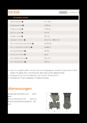 Teste portafresa (idrauliche) montabili Erkat ER 650