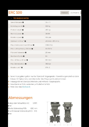 Teste portafresa (idrauliche) montabili Erkat ERC 100
