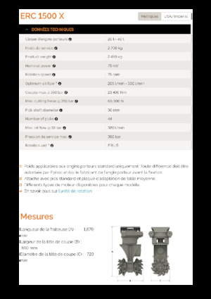 Teste portafresa (idrauliche) montabili Erkat ERC 1500X