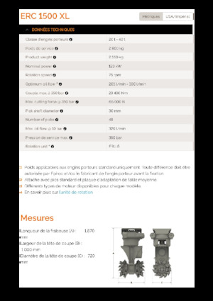 Teste portafresa (idrauliche) montabili Erkat ERC 1500XL