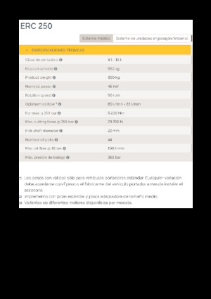 Teste portafresa (idrauliche) montabili Epiroc ERC 250