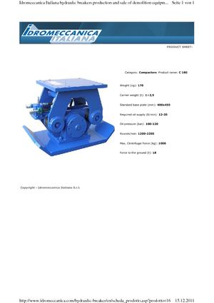 Piastre vibranti montabili Idromeccanica C 180