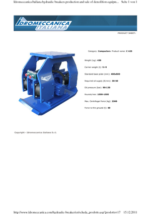Piastre vibranti montabili Idromeccanica C 420