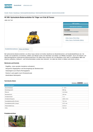 Piastre vibranti montabili Atlas Copco HC 850