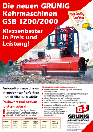 Spazzatrici stradali frontali Grünig GSB 2000